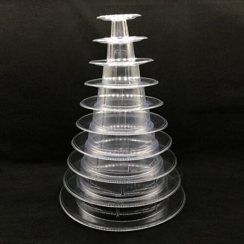 Hot YO-10 Tier Tower Macaron Macaron Display Stand Round Cake Stand PVC Tray Birthday Wedding Display Rack Cake Decorating Tools