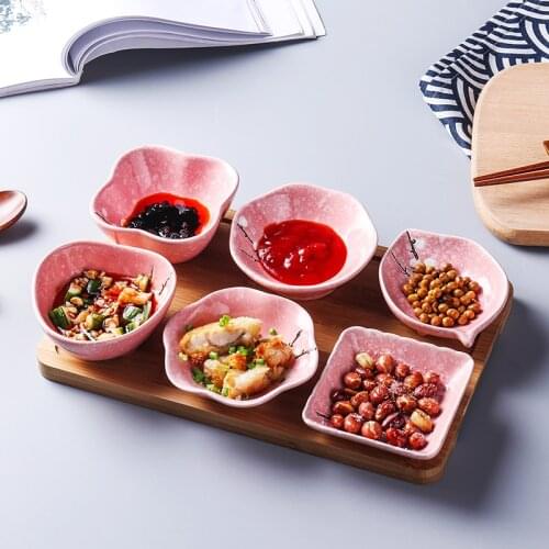Ceramic Taste Dishes Home Dumplings Dipped Dish Snacks Dishes Dish huo guo liao Bowl Soy Sauce diao wei die with Tray cutlery