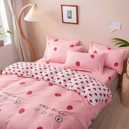 For The House Home Bedding Set Sheets Bedspread for The Bed Beds Bed Cover Set Bedspread Double Cartoon Pink Four-piece Set