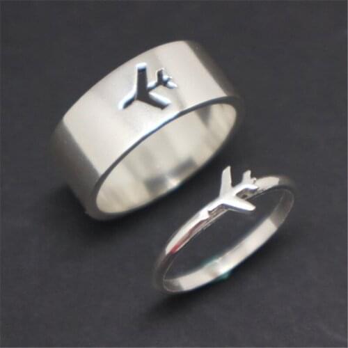 Personality Trendy Stainless Steel Aircraft Rings Couple Ring Fashion Jewelry Wedding Band Engagement Ring Accessories