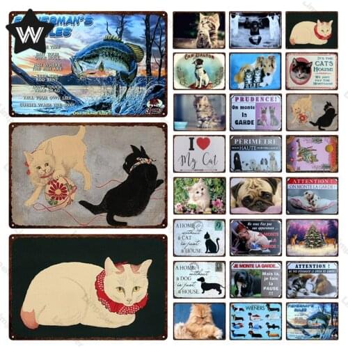 Metal Plaque Animal Metal Signs Fish Vintage Sign Metal Plate Plaque Retro Metal Plate Cat Tin Sign for Man Cave Bar Decoration