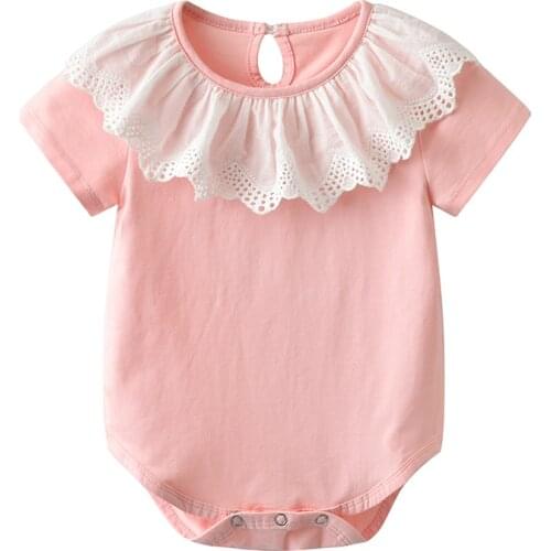 Cute Lace Baby Bodysuits Pink Summer Newborn Girls Clothing Climbing Suit Baby Jumpsuits Clothes Bebe Body Suit