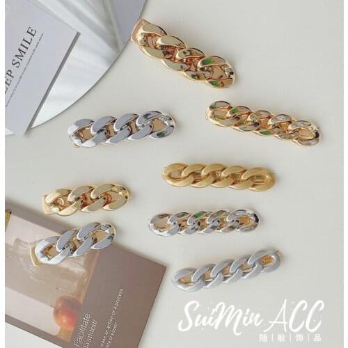 Sweet chain hairpin female Korean fashion duckbill clip metal frosted Liu Haibin clip Xiaoxiang hairpin seamless clip