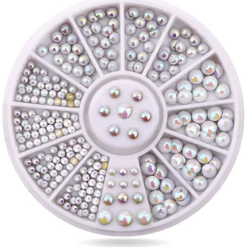 Hottest Japanese wheel decoration fashion mix sizes 3D Colorful Opal AB metal rivet/stud for Nail Art