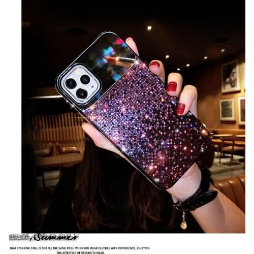 Fashion Gradient Color Full Bling Crystal Diamond Mirror Back Case Cover For iPhone 12 Mini 11 Pro XS Max XR X 8 7 6 6S Plus SE