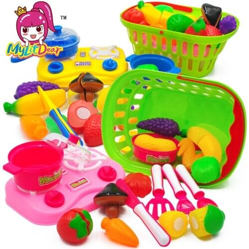 MylitDear 2017 New Brand Fruit Pretend Kitchen Cutting Set New Fruit Vegetable Food Reusable Role Play Colorful Toys Kids Gifts