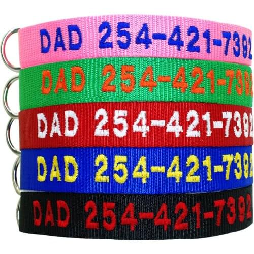 Custom Dog Collar Nylon Embroidered Dogs ID Collars Small Medium Large Dogs Pet Collars With Name Phone No