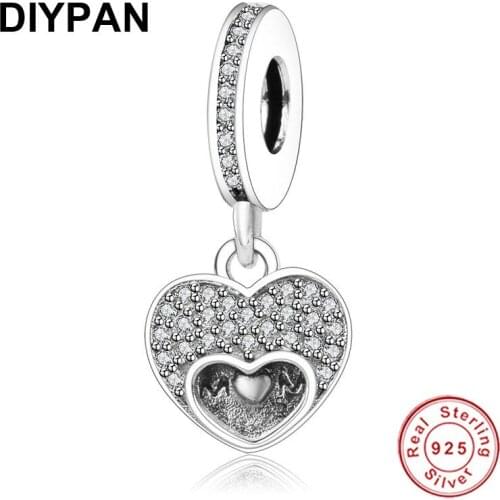 Fit Original Pandora Charm 925 Sterling Silver Bracelet I Love My Mom Heart Dangle Charms Beads For Fashion DIY Jewelry Berloque