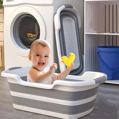 Protable Bath Collapsible Baby Shower Bathtub With Drain Silicone Pet Dog Bath Tubs Non-Slip Durable Multi-Function Bathtub