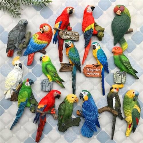 QIQIPP Magnet Fridge Magnet Three-dimensional Animal Bird Parrot Fridge Magnet Resin Decorative