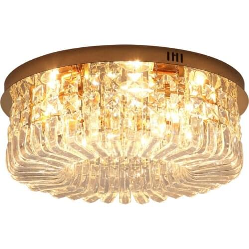 Nordic Led Crystal Ceiling Lights Modern Golden Living Room Decoration Round Ceiling Chandelier Lamp Indoor Decor Hanging Lamps