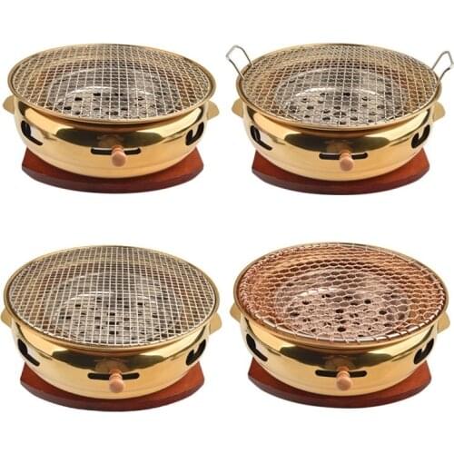 Charcoal barbecue grills golden table bbq Japanese restaurant barbecue stove pot 33CM domestic commercial round frying pan heati