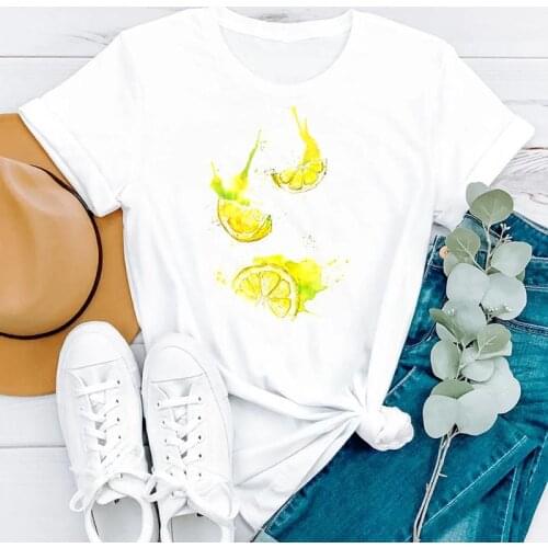 2021 New Summer Short Sleeve Casual Women Clothing Cartoon Lemon Fashion Clothes Print Tshirt Female Tee Top Graphic T-shirt