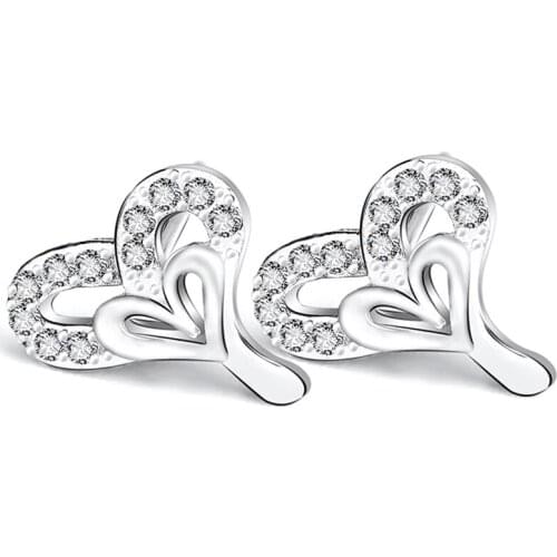 GNE1106 YAFEINI 925 Sterling Silver Earring Love Heart Shape Crystal CZ Stud Earrings Luxury Classic Women Fashion Jewelry Gift