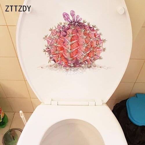 ZTTZDY 25.8×21.3CM Color Lead Hand Painted Cactus Kids Room Wall Decor Funny Toilet WC Stickers T6-0050