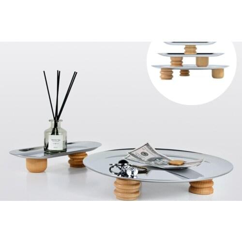 1Pc Creative Iron Magnetic Foot Storage Tray Desktop Jewelry Sundries Organizer Fruit Display Plate Home Decors