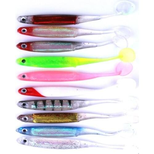 10pcs/set Artificial Soft Fishing Lure 52g Japan Shad Lure Worm Swimbait Jig Head Fly Fishing