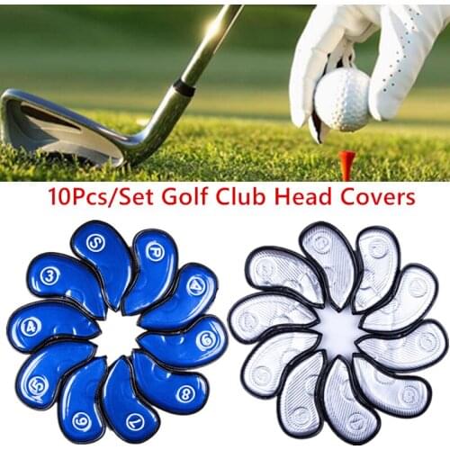 10pcs/set Pu Golf Club Headcover Golf Iron Head Covers Golf Club Iron Protective Headcovers