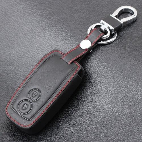 2 Buttons Leather Key Cover Fob Cases For Suzuki SX4 2007-2012 Vitara Swifts Smart Car Key Leather Cases with key Ring