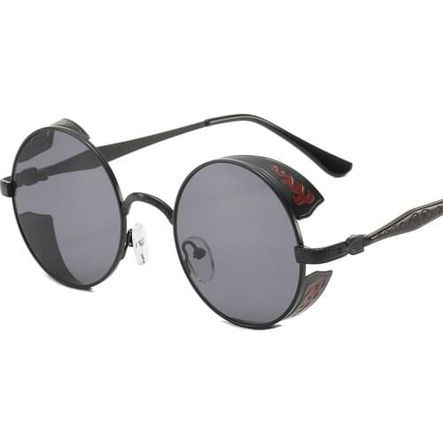 2021 Fashion Gold Polarized Gothic Steampunk Sunglasses Coating Mirrored Round Circle Sun Glasses Retro Vintage Eyewear Uv400