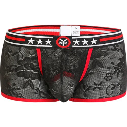 3PCS Mens Low Waist Sexy Lace Boxer Shorts Mens Underwear Boxers Modal Sexy Fashion Flexible Fixed Breathable Bulge Pouch