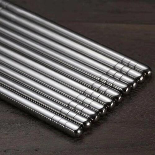 5 Pairs/Set Chinese Metal Chopsticks Non-slip Stainless Steel Chop Sticks Set Reusable Food Sticks Sushi Hashi Baguette