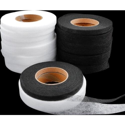 70Yards/roll White/black Double Sided Sewing Accessory Adhesive Tape Cloth Apparel Fusible Interlining Fabric Tape