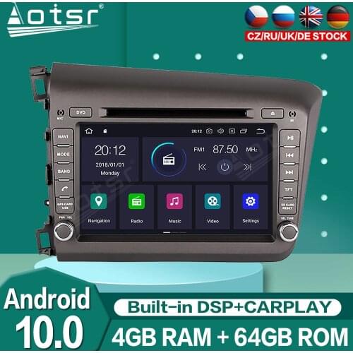 Android 10.0 PX5/PX6 Audio Radio Carplay For Honda CIVIC 2012+ Car Multimedia Auto Stereo Player GPS Navigation Tape Recorder