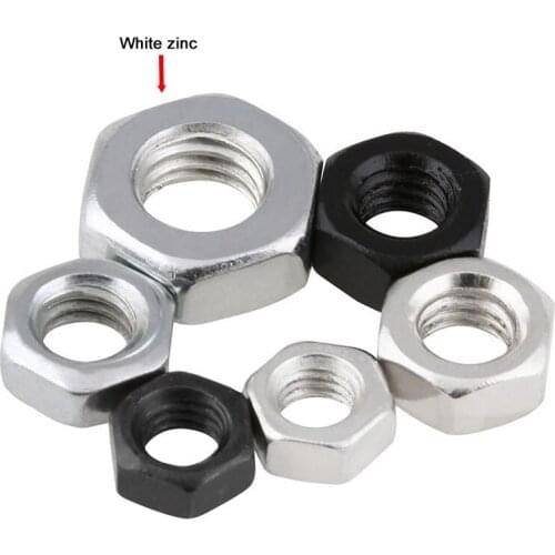 White Zinc Plated Hexagon Nuts Hex Nuts Screws M3 M4 M5 M6 M8 M10 M12