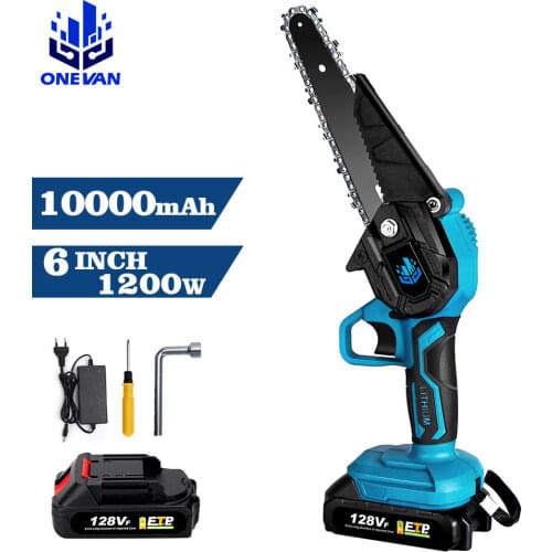 1200/1000W 6/4Inch Wireless Electric Chainsaw Pruning Tool With Rechargeable Battery Woodworking Tools One-handed Garden Tool