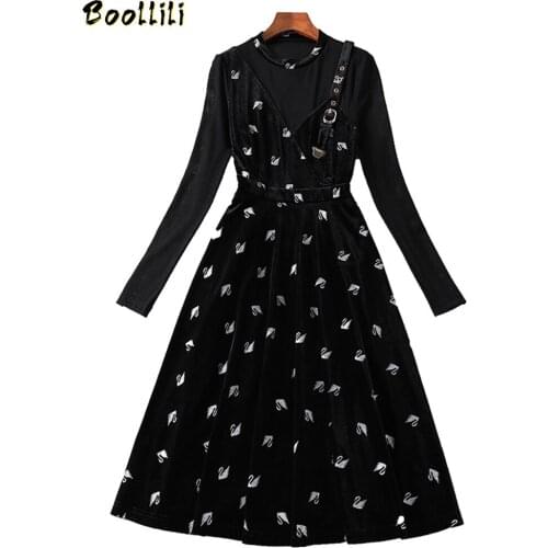 Boollili Dress Women Spring Autumn Dress Women Clothes 2020 Black Party Dress Vintage Dress Elegant Vestidos Robe Femme
