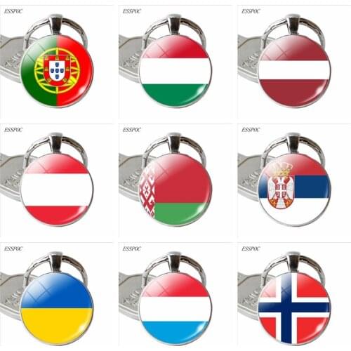 Europe Country Flag Keychain Austria Ukraine Norway Hungary Latvia Luxembourg Belarus Flag Key Chain Key Rings Flag Pendant