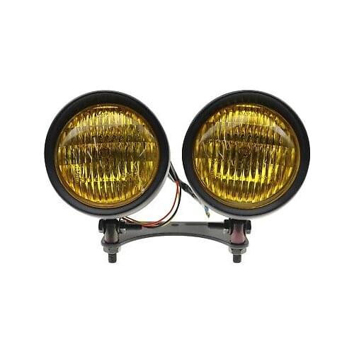 Black Bottom Mount Dual Metal Headlight For Harley Honda Triumph Custom Cruiser