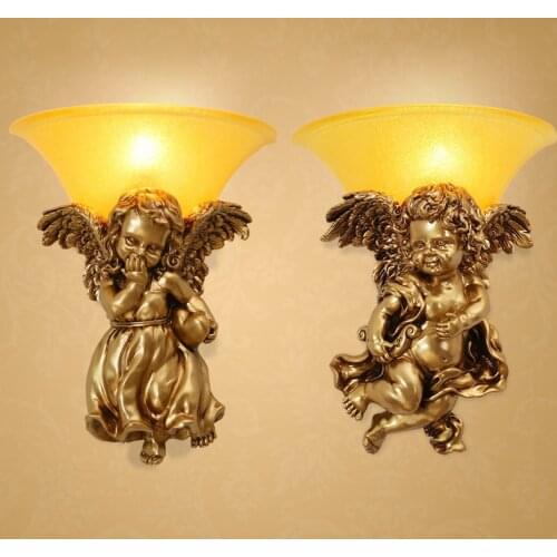 Angel Baby Kids Wall Lamps Boy Girl Room Wall Sconces Lighting Fixture for Living Room Bedroom Bar Wall Mirror Light Home Decor