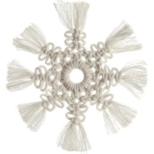 Home Wall Hanging Snowflake Pendant Ornament Macrame Cup Pad Coaster Bohemia Placemat Handmade Cotton Rope Woven Insulation Mats