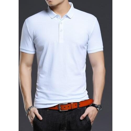 In large size business man lapel t-shirts mens short-sleeved summer pure color unlined upper garment unlined upper garment