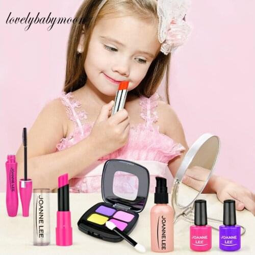 Girl Pretend Play Make Up Toy Simulation Cosmetics Pink Makeup Set Princess Beauty Plastic Play House Toy Lipstick Eyeshadow