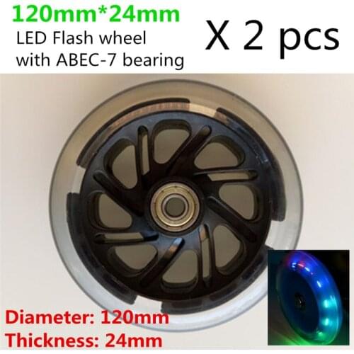 100mm 110mm 120mm Adults Youth Scooter Wheel with 24mm 28mm Inline Cycling Scooter Tire with Colorful LED Flash Shine Light 2pcs