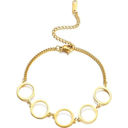 316L Stainless Steel Splicing Round Bracelet, Hip-hop Personality Five-ring All-match Bracelet