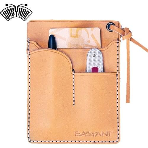 Fashion Trend Handmade Vegetable Tanned Leather Leather Case EDC Storage Bag Multi-tool-Yellow