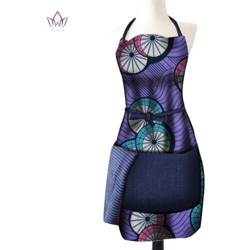 2020 New African Style Apron Printing Adult Apron With Big Pocket Kitchen Baking Cooking Accessories Bib Aprons WYB520