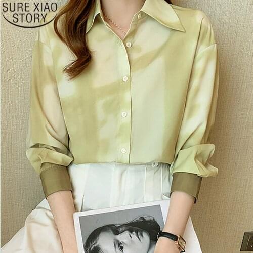 2021 New Autumn Chiffon Shirt Women Tops Tie Dye Print Blouse Elegant Shirt Women Loose Long Sleeve Blouse Clothes Blusas 16377