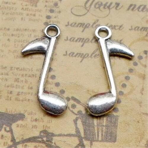 BULK 30pcs Zinc Alloy Metal Music Note Charms Antique Silver Plated 24*15mm 0.8g
