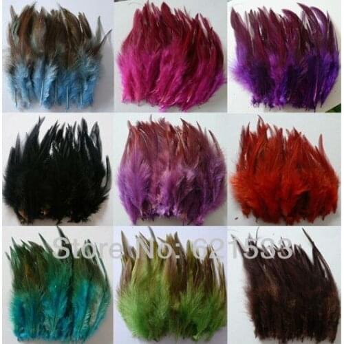 Wholesale!200PCS/LOT Multicolor ROOSTER NATURAL Saddle Hackle Feathers 5-7 inches,rooster,plumas de colores