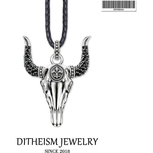 Link Chain Necklace Bull Skull, 2018 New Fashion 925 Sterling Silver Jewelry European Punk Gift For Men Women Boy Girls