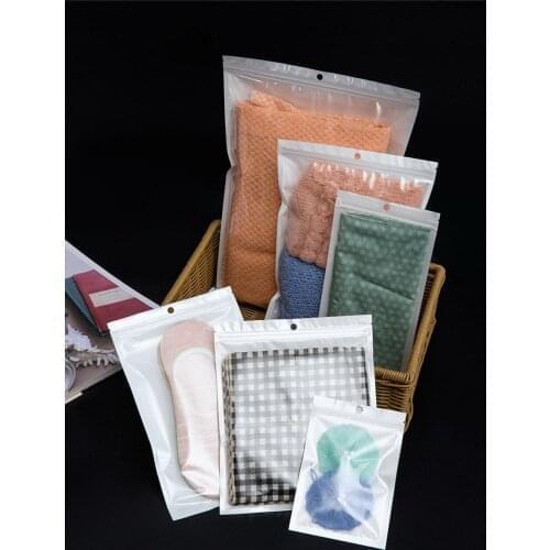 100set 50-100Pcs White/Clear Self Seal Zipper Plastic Retail Pack Zip Lock Bag Plastic Poly Bag Package With Hang Hole