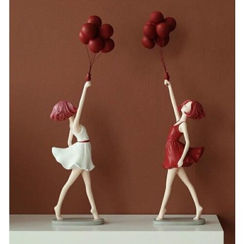 Luxury creative Balloon Girl Decoration for home Figure sculpture statue Living Room Bedroom Desk Ornaments craft Christmas gift