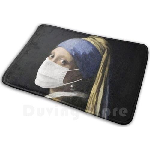 Girl With Pearl Earring Self Isolating Mat Rug Carpet Mat Rug Carpet Anti-Slip Floor Mats Bedroom Girls Pearl Earring Self