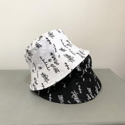 New Double-sided Fisherman Hat Fashion Summer Ladies Sun Hat Tide Letter Printing Wild Basin Hat Hip Hop Bucket Hat General