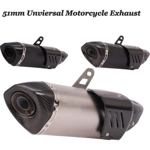 51mm Universal Motorcycle GP Exhaust Pipe Escape Moto Modified Muffler Carbon DB Killer For ER6N Z900 Z800 Z750 F800GS S1000RR
